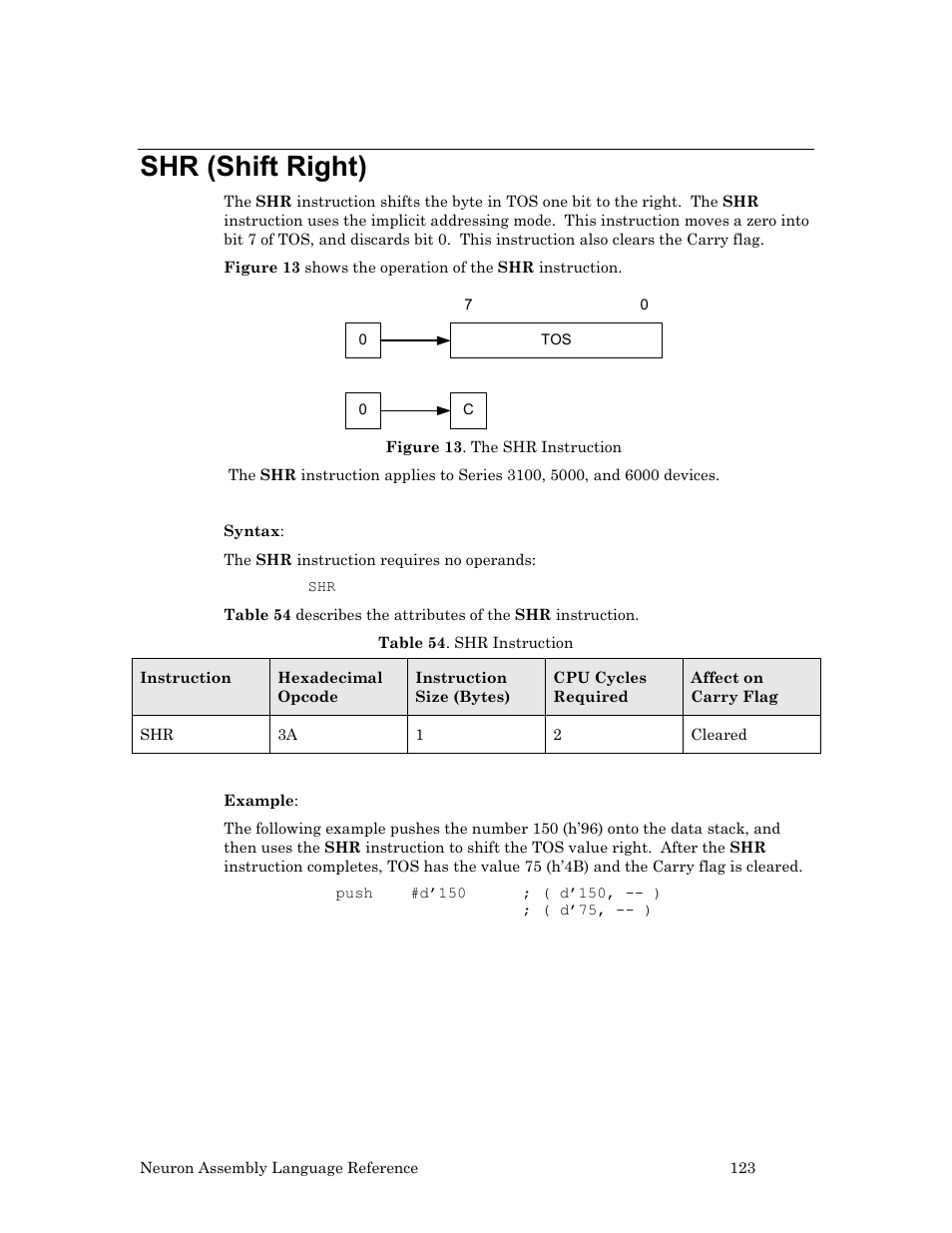 Shr (shift right) | Echelon Neuron User Manual | Page 133 / 237
