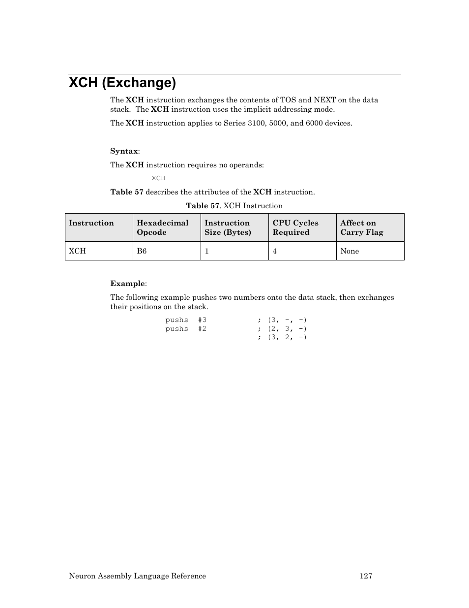 Xch (exchange) | Echelon Neuron User Manual | Page 137 / 237