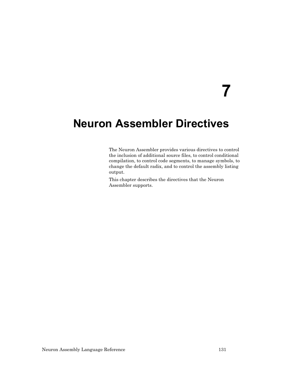 Neuron assembler directives, 7, neuron assembler directives | Echelon Neuron User Manual | Page 141 / 237