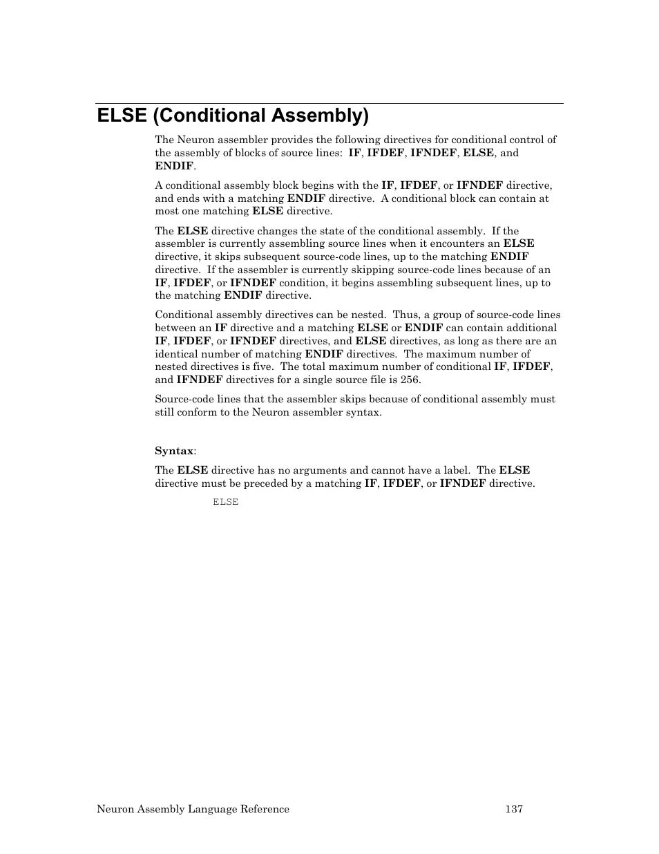 Else (conditional assembly) | Echelon Neuron User Manual | Page 147 / 237
