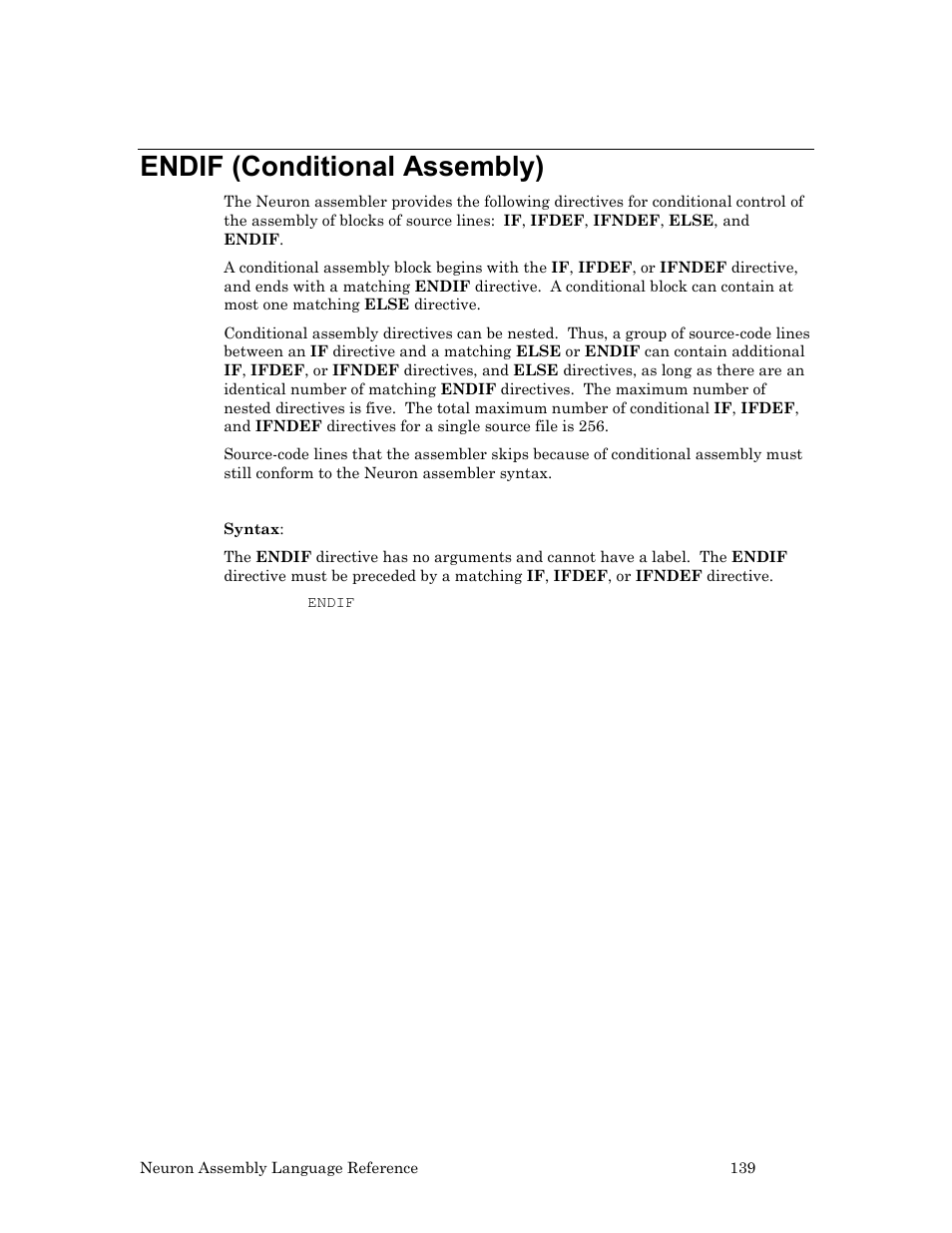 Endif (conditional assembly) | Echelon Neuron User Manual | Page 149 / 237
