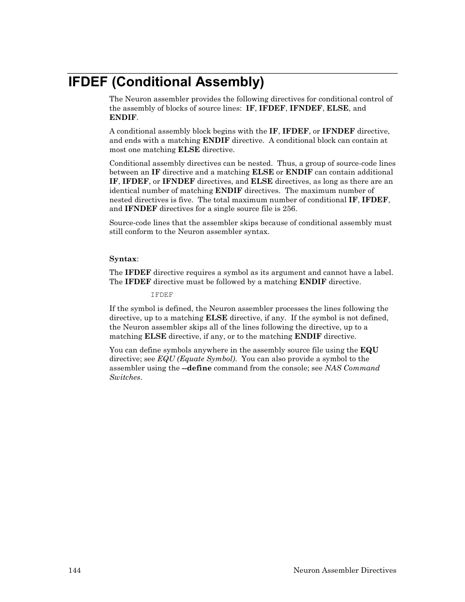 Ifdef (conditional assembly) | Echelon Neuron User Manual | Page 154 / 237