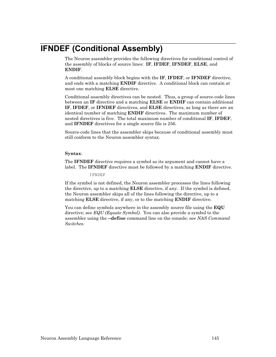 Ifndef (conditional assembly) | Echelon Neuron User Manual | Page 155 / 237