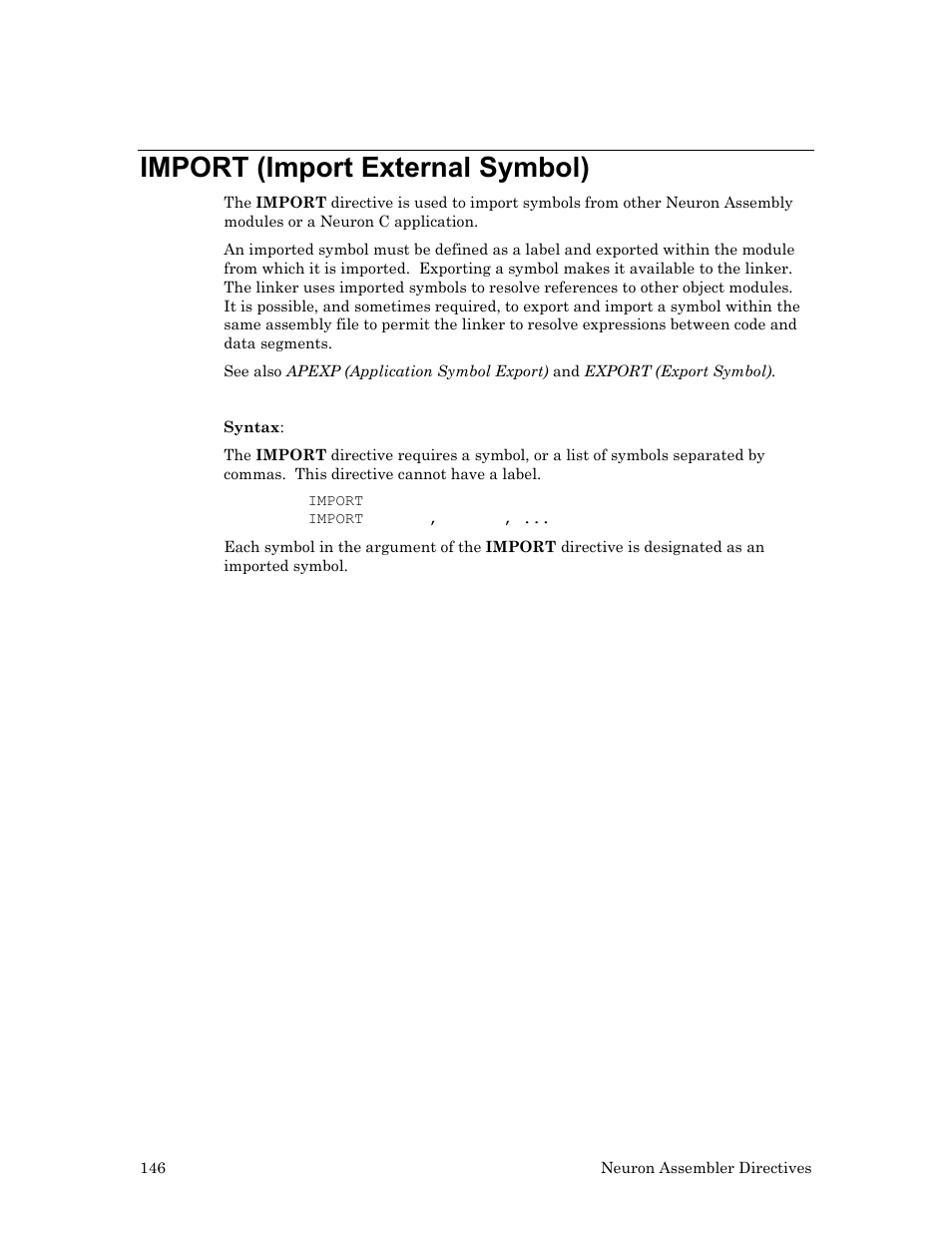 Import (import external symbol), D import (import external symbol) | Echelon Neuron User Manual | Page 156 / 237