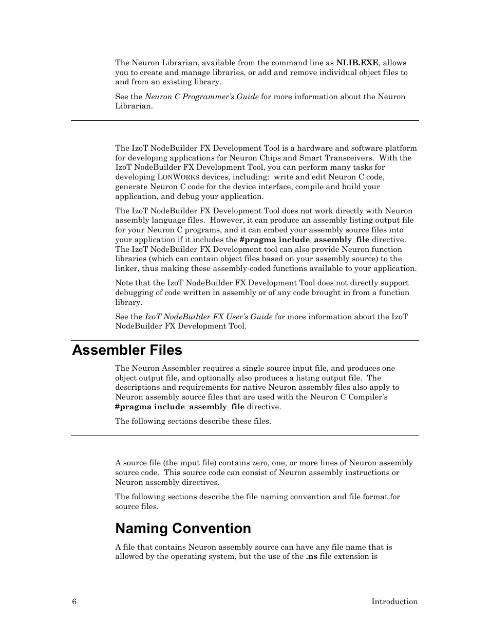 Izot nodebuilder development tool, Assembler files, Source files | Naming convention | Echelon Neuron User Manual | Page 16 / 237