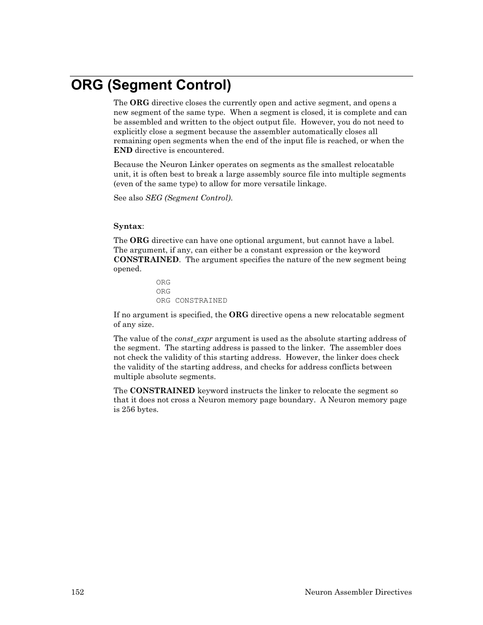 Org (segment control) | Echelon Neuron User Manual | Page 162 / 237