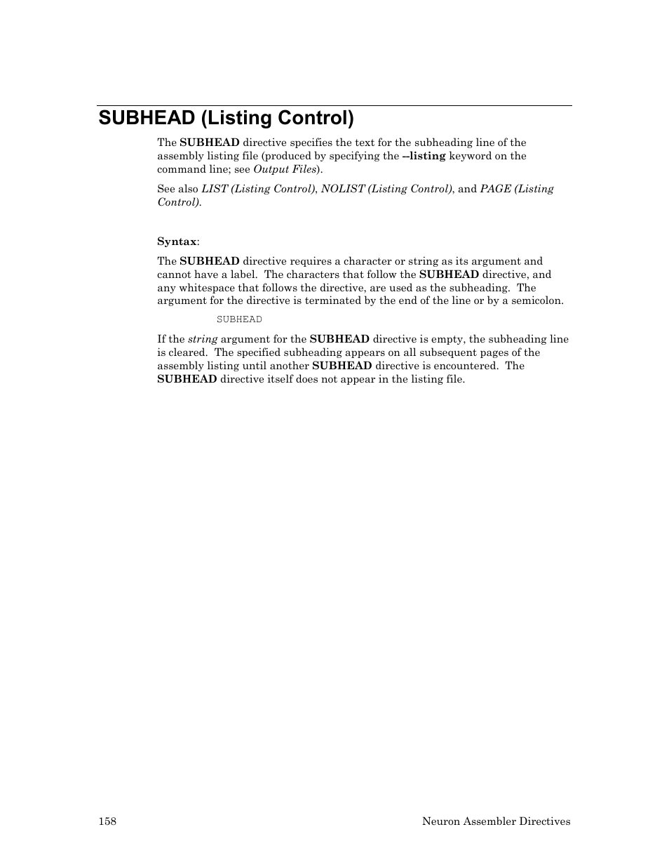 Subhead (listing control), D subhead, Listing control) | D subhead (listing, Control) | Echelon Neuron User Manual | Page 168 / 237