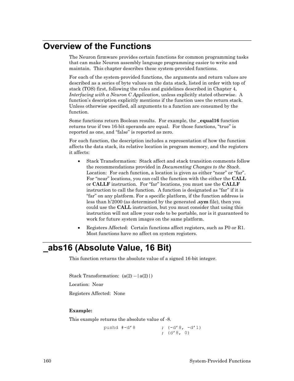 Overview of the functions, Abs16 (absolute value, 16 bit) | Echelon Neuron User Manual | Page 170 / 237