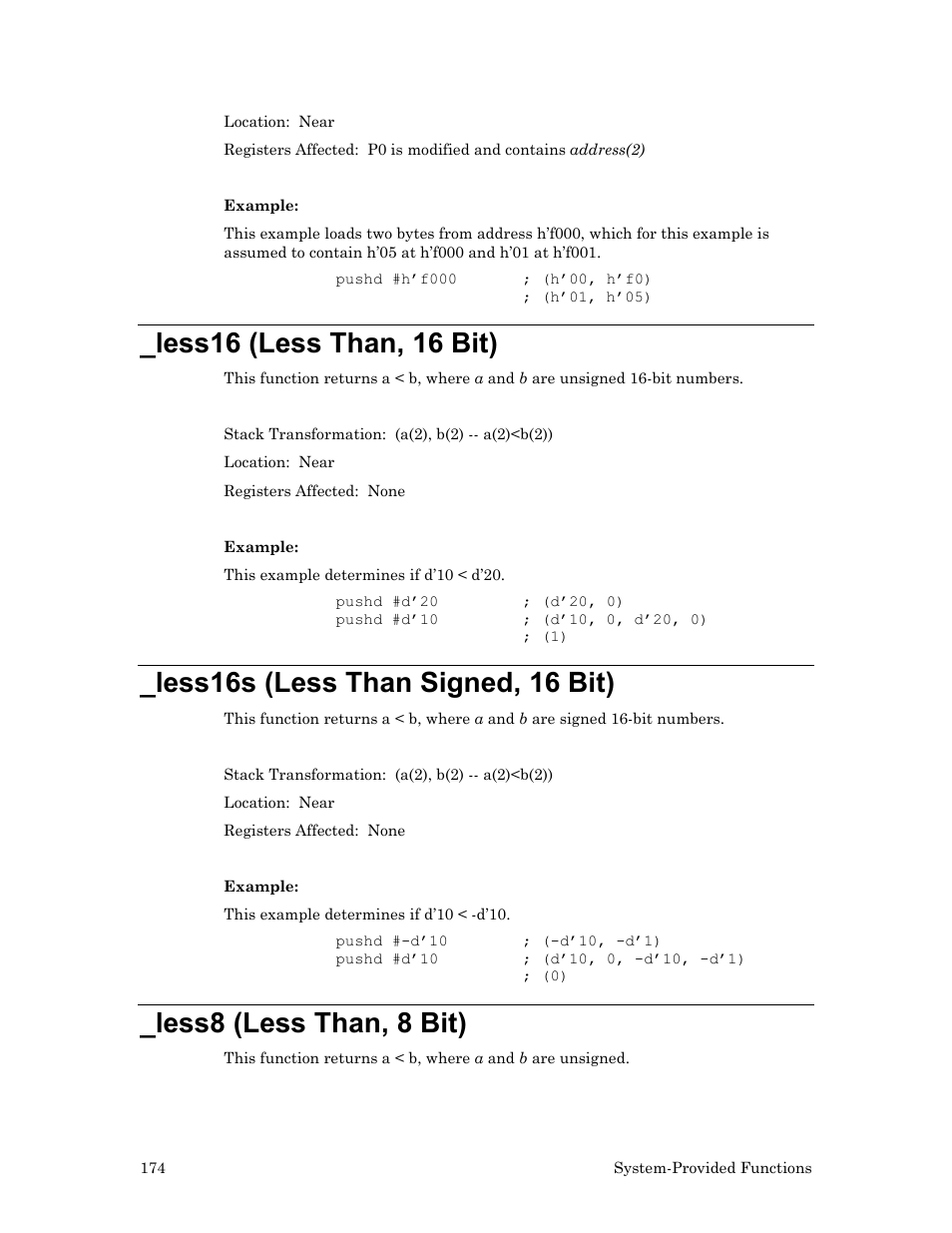 Less16 (less than, 16 bit), Less16s (less than signed, 16 bit), Less8 (less than, 8 bit) | Echelon Neuron User Manual | Page 184 / 237