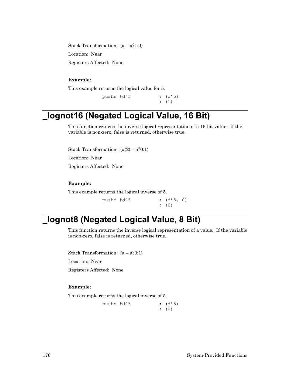 Lognot16 (negated logical value, 16 bit), Lognot8 (negated logical value, 8 bit) | Echelon Neuron User Manual | Page 186 / 237