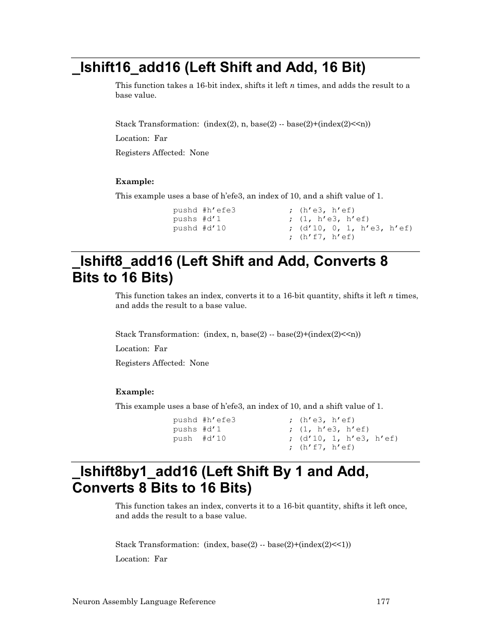 Lshift16_add16 (left shift and add, 16 bit) | Echelon Neuron User Manual | Page 187 / 237