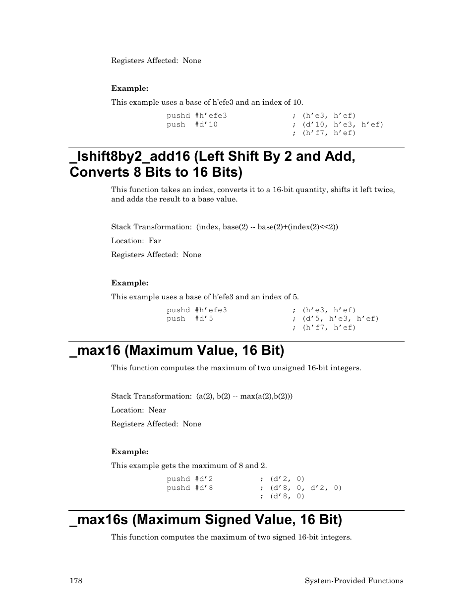 Max16 (maximum value, 16 bit), Max16s (maximum signed value, 16 bit) | Echelon Neuron User Manual | Page 188 / 237