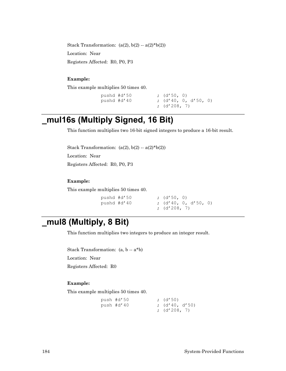 Mul16s (multiply signed, 16 bit), Mul8 (multiply, 8 bit), D _mul16s | Multiply signed, 16 bit) | Echelon Neuron User Manual | Page 194 / 237