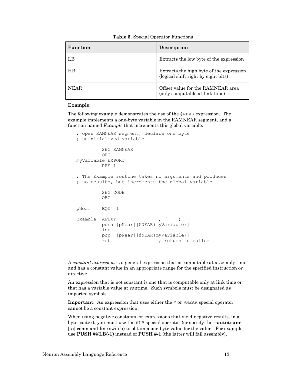 Constant expressions | Echelon Neuron User Manual | Page 23 / 237