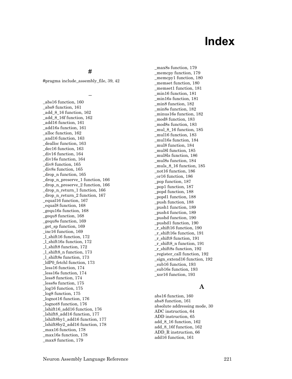 Index | Echelon Neuron User Manual | Page 231 / 237