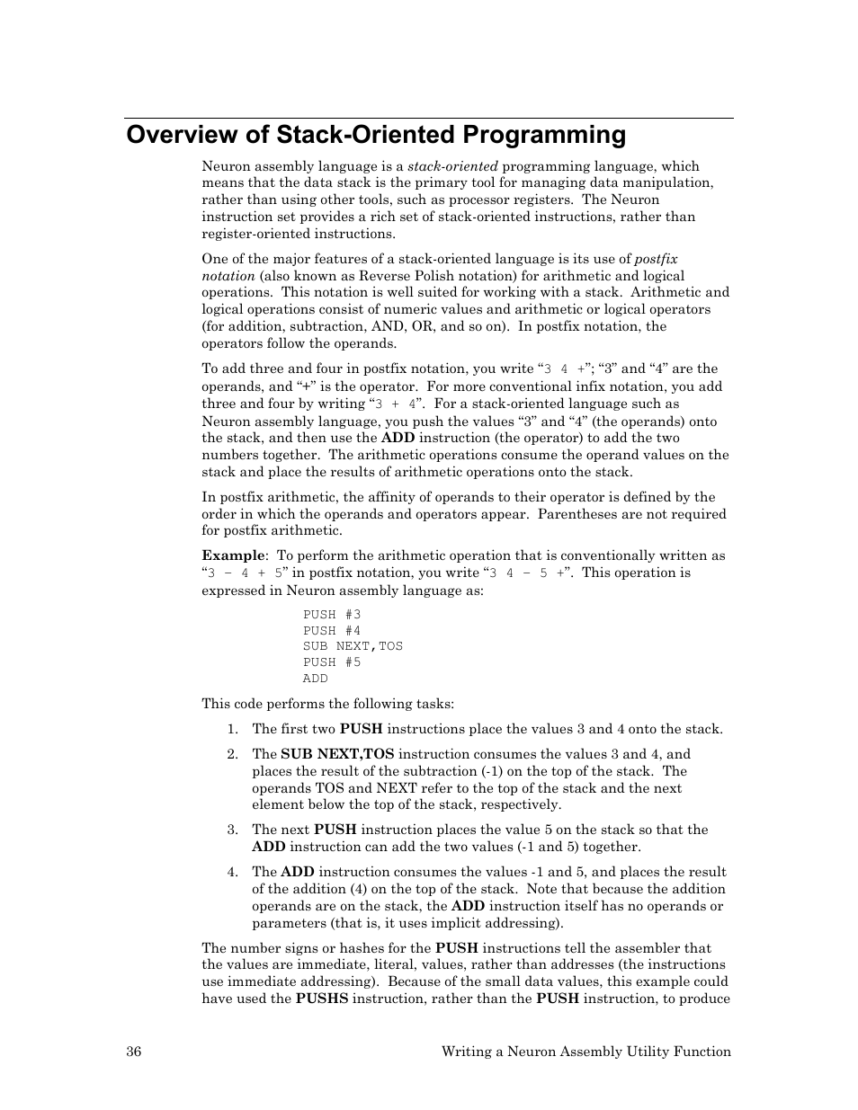 Overview of stack-oriented programming | Echelon Neuron User Manual | Page 46 / 237