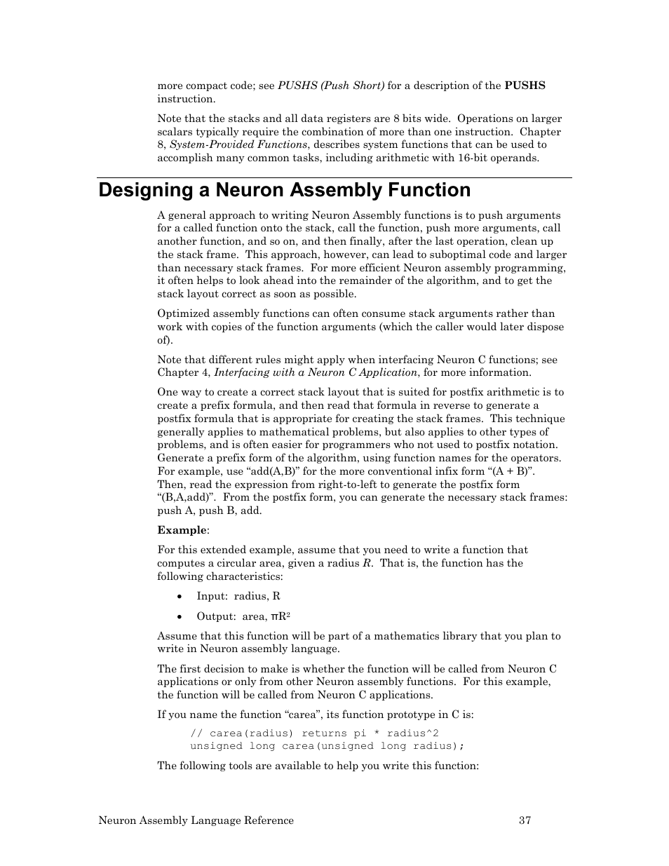 Designing a neuron assembly function | Echelon Neuron User Manual | Page 47 / 237