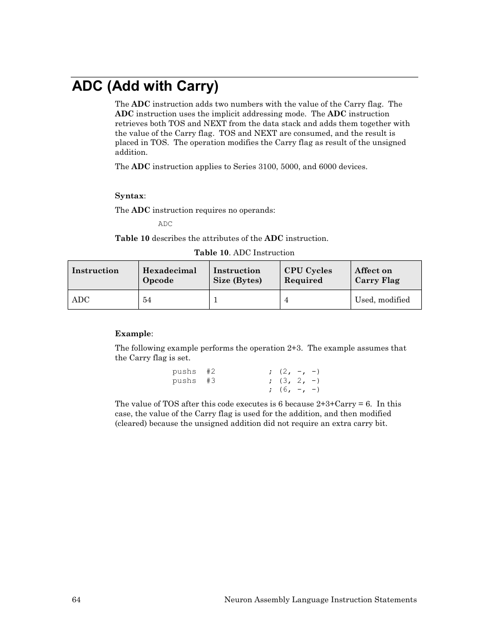Adc (add with carry) | Echelon Neuron User Manual | Page 74 / 237