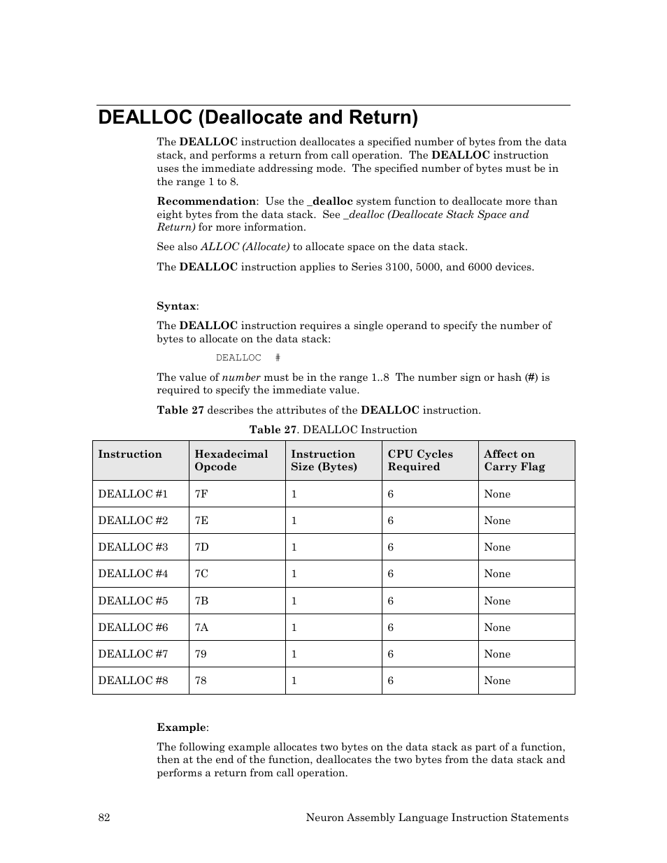 Dealloc (deallocate and return) | Echelon Neuron User Manual | Page 92 / 237