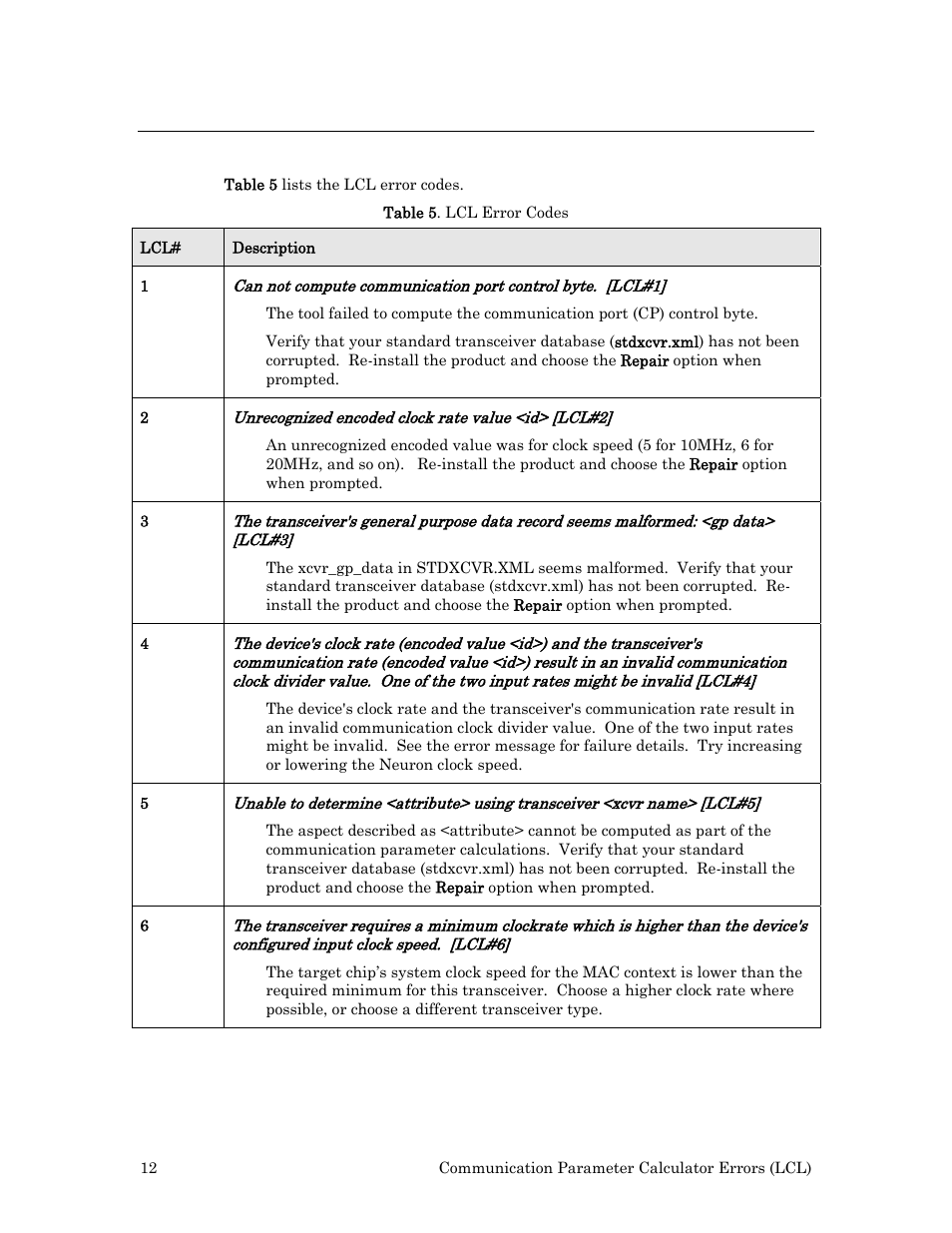 Lcl errors | Echelon Neuron User Manual | Page 20 / 180