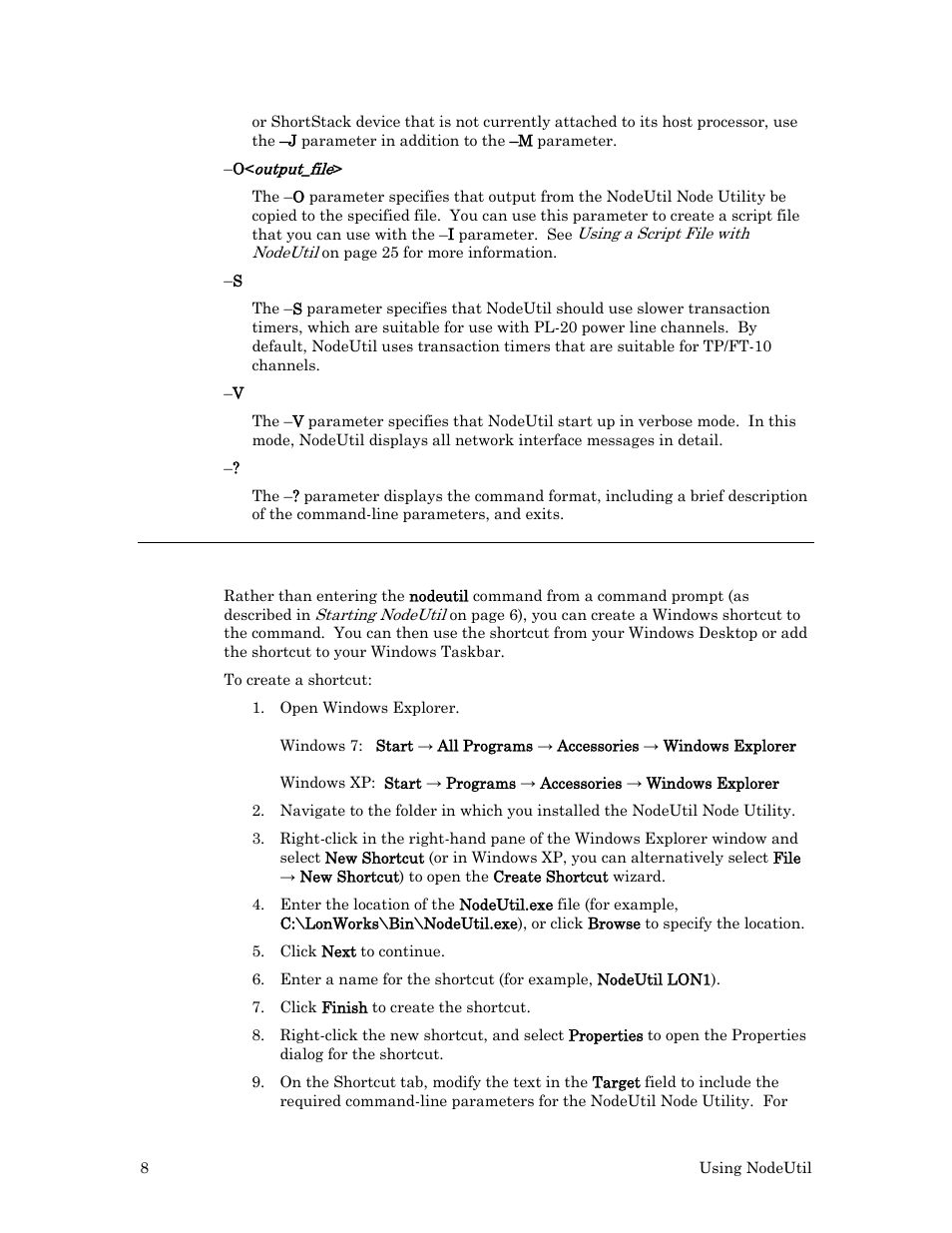 Creating a shortcut to nodeutil | Echelon NodeUtil Node Utility User Manual | Page 14 / 40