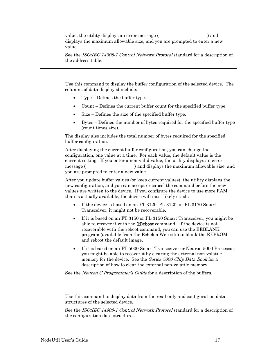 B – buffer configuration, C – application configuration structures | Echelon NodeUtil Node Utility User Manual | Page 23 / 40