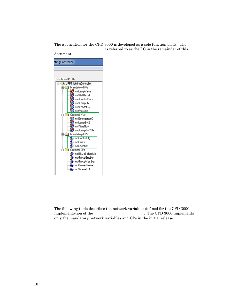 Application as function block, Ufptlightingcontroller network variables | Echelon Lumewave CPD 3000 Lighting Controller User Manual | Page 10 / 23