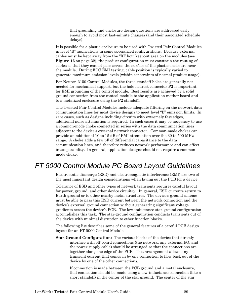 Ft 5000 control module pc board layout guidelines | Echelon LonWorks Twisted Pair Control Module User Manual | Page 37 / 55