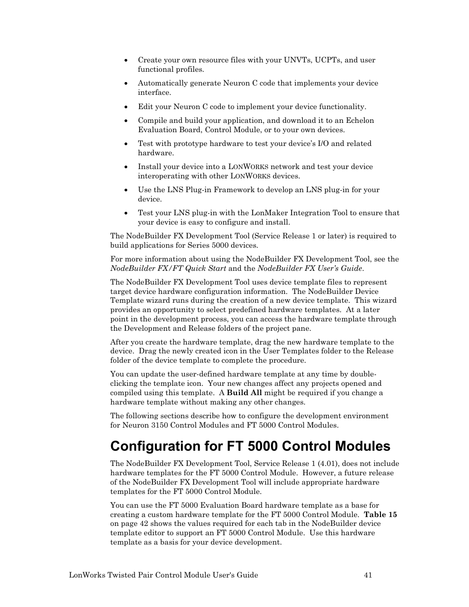 Configuration for ft 5000 control, Modules, Configuration for ft 5000 control modules | Echelon LonWorks Twisted Pair Control Module User Manual | Page 49 / 55