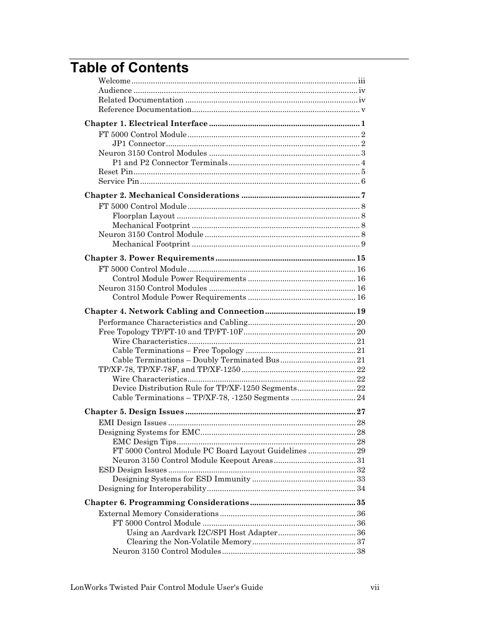 Echelon LonWorks Twisted Pair Control Module User Manual | Page 7 / 55