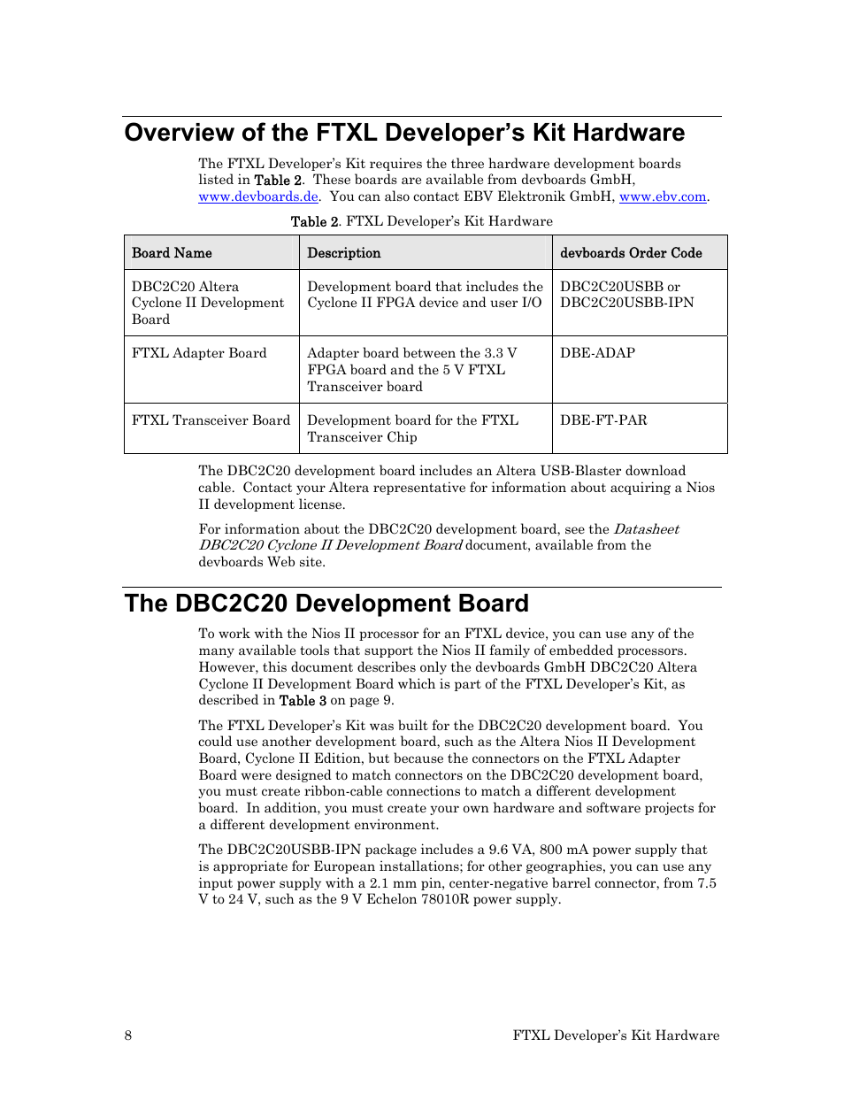 Overview of the ftxl developer’s kit hardware, The dbc2c20 development board | Echelon FTXL Hardware User Manual | Page 16 / 92