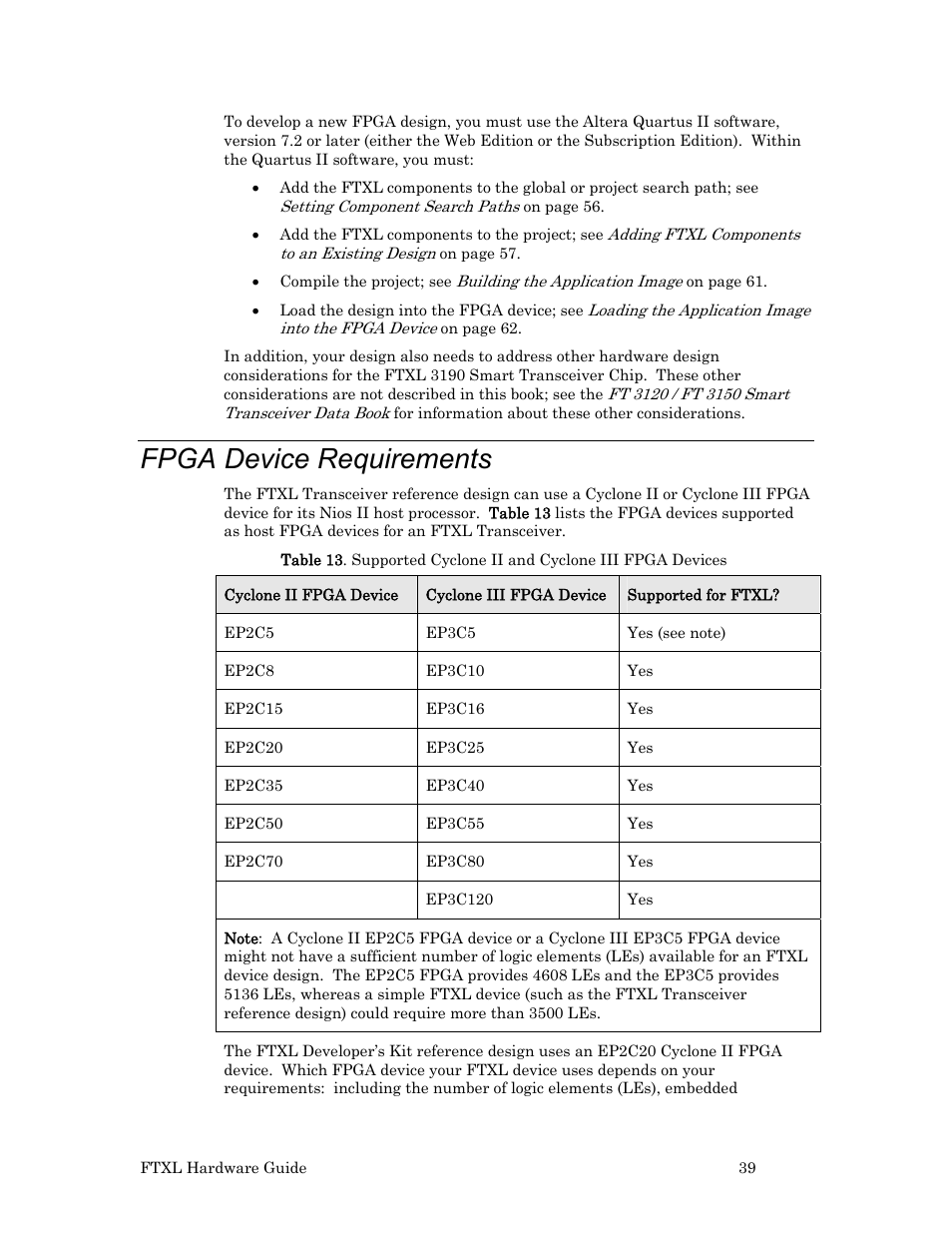 Fpga device requirements | Echelon FTXL Hardware User Manual | Page 47 / 92