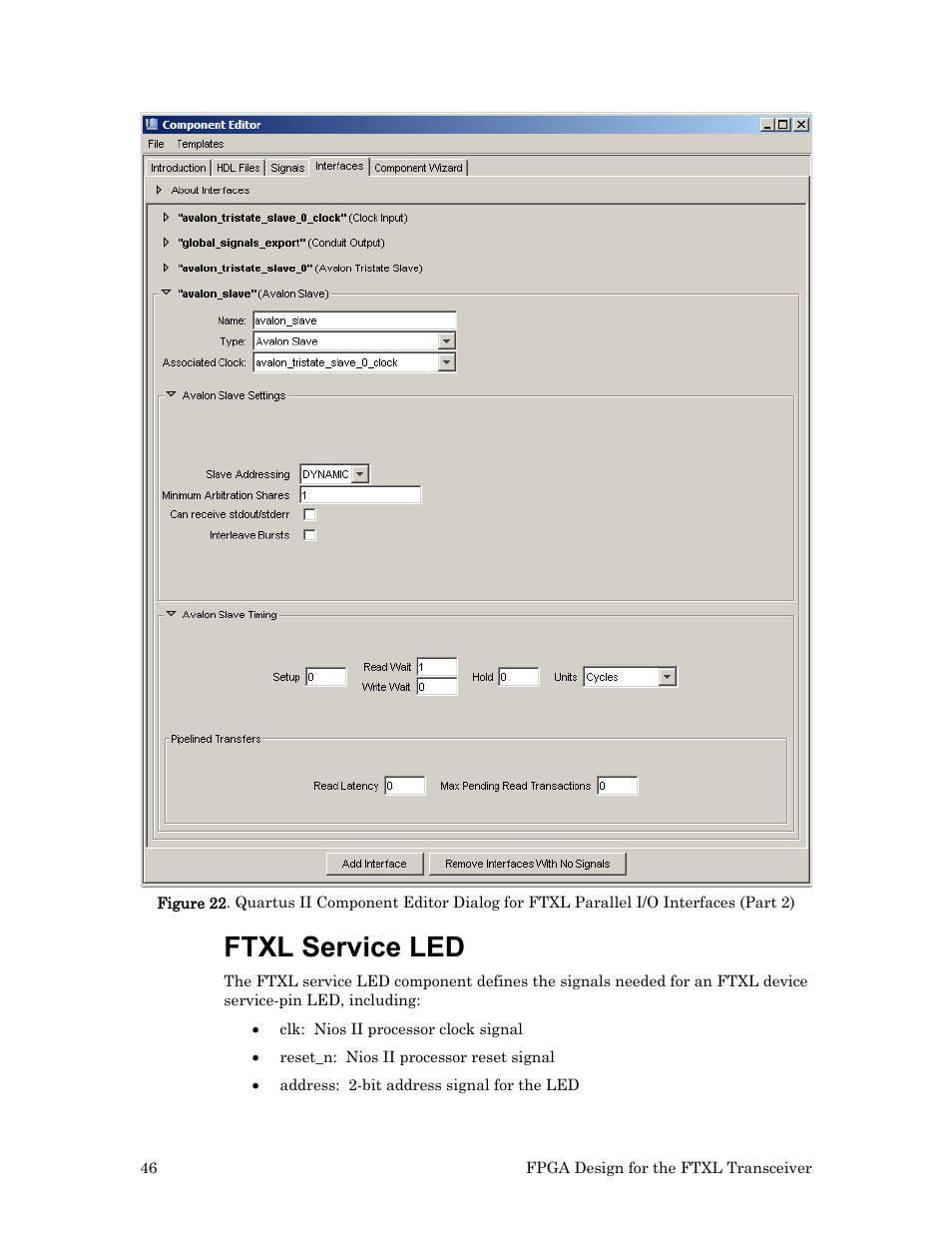 Ftxl service led, Figure 22, 46 shows the same dialog | Echelon FTXL Hardware User Manual | Page 54 / 92