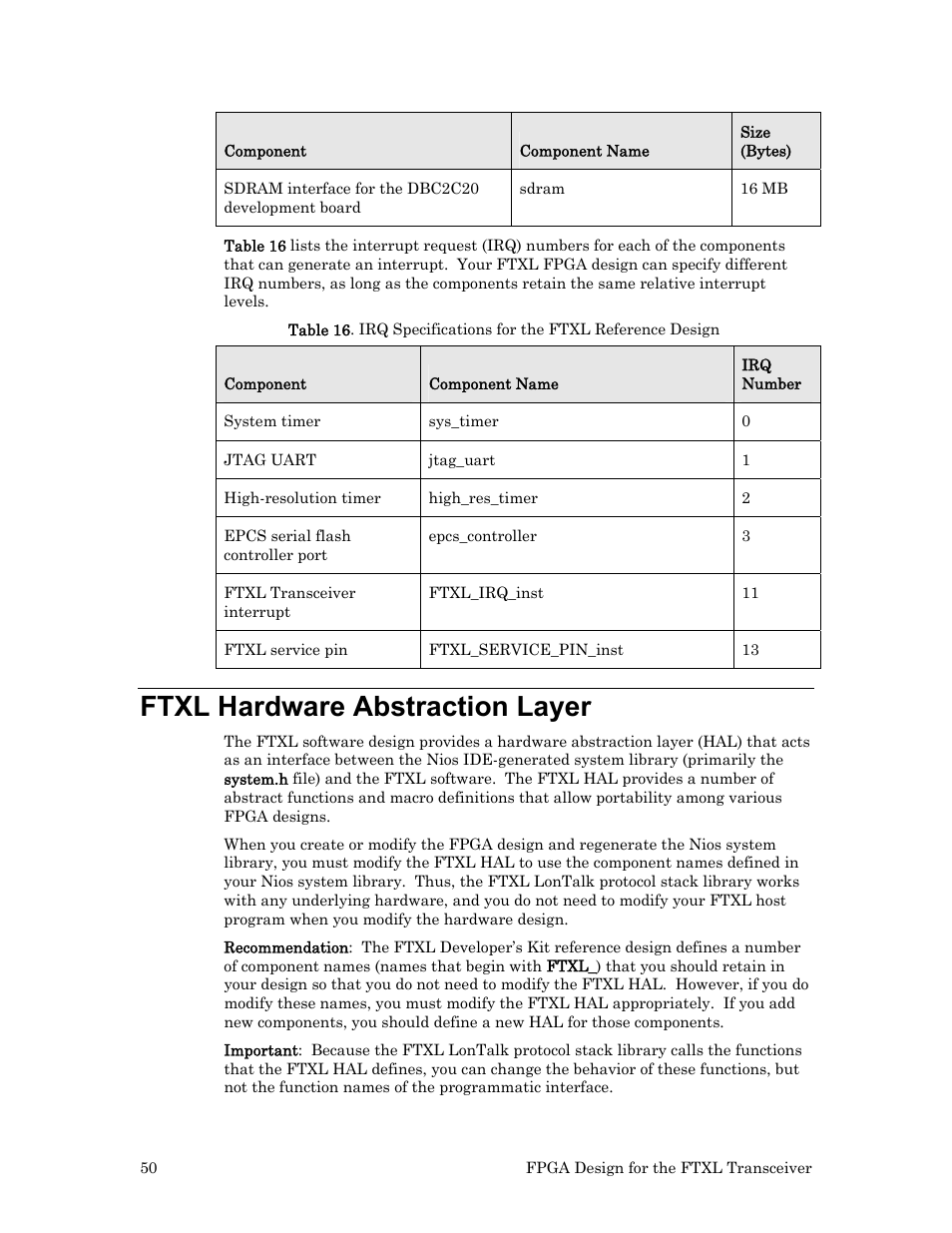 Ftxl hardware abstraction layer | Echelon FTXL Hardware User Manual | Page 58 / 92