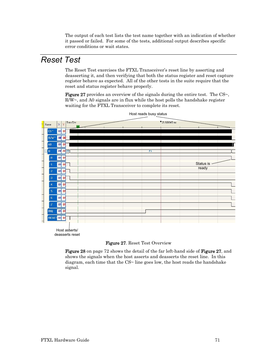 Reset test | Echelon FTXL Hardware User Manual | Page 79 / 92
