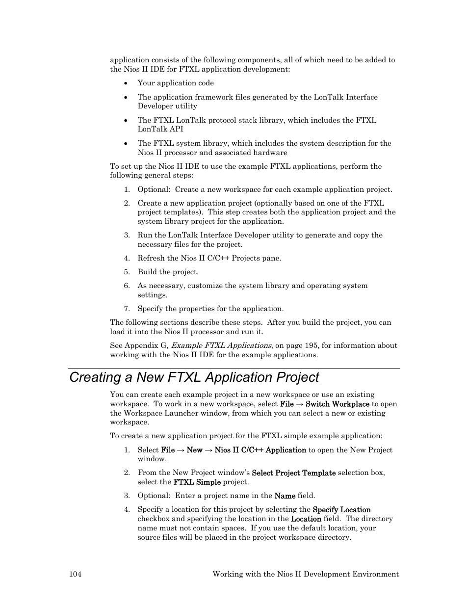 Creating a new ftxl application project | Echelon FTXL User Manual | Page 116 / 261