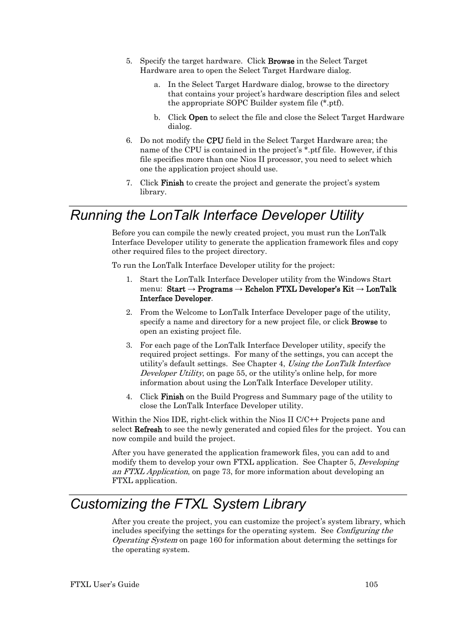 Running the lontalk interface developer utility, Customizing the ftxl system library | Echelon FTXL User Manual | Page 117 / 261