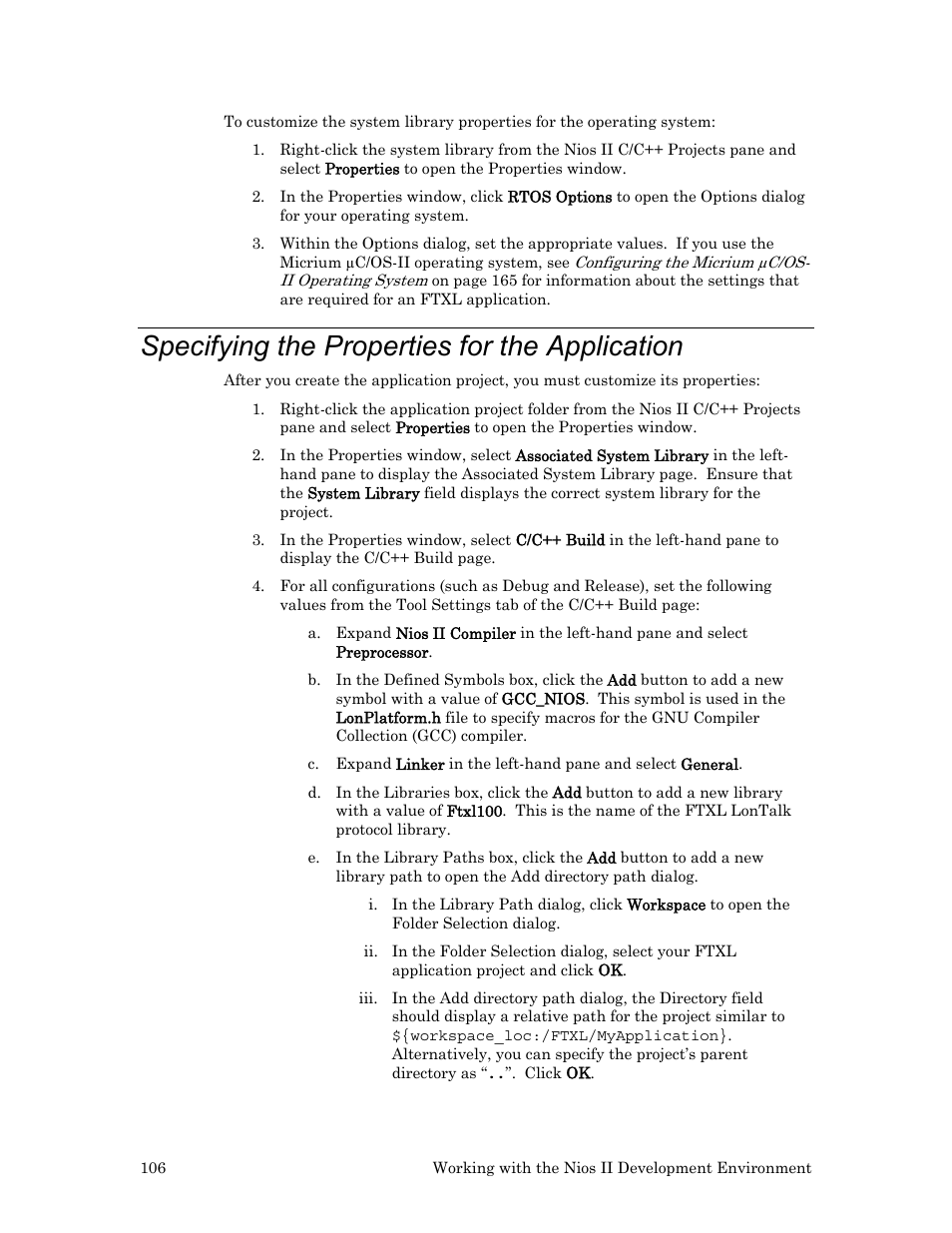 Specifying the properties for the application | Echelon FTXL User Manual | Page 118 / 261