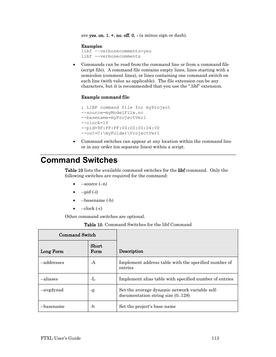 Command switches | Echelon FTXL User Manual | Page 125 / 261