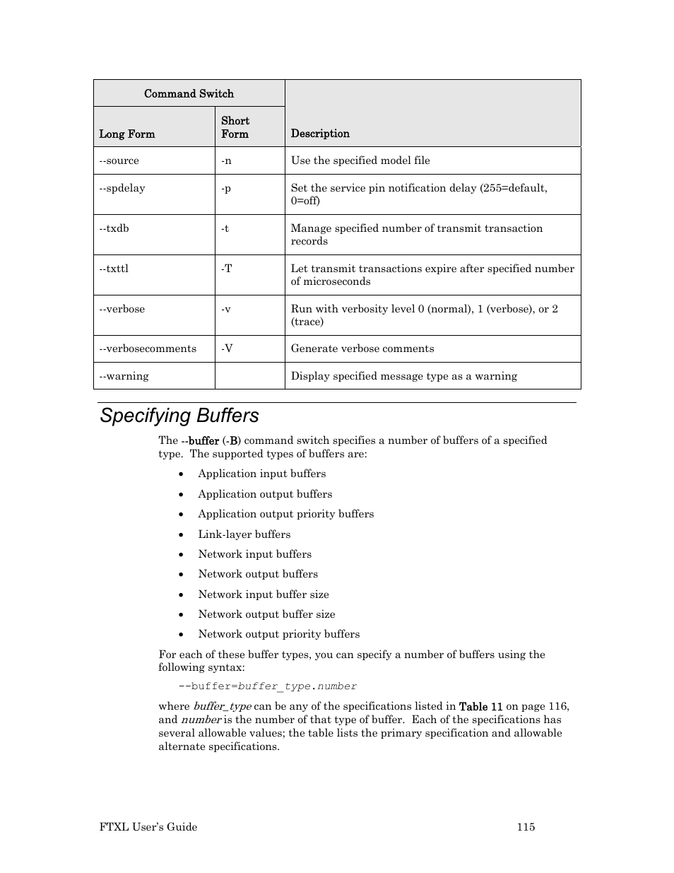 Specifying buffers | Echelon FTXL User Manual | Page 127 / 261