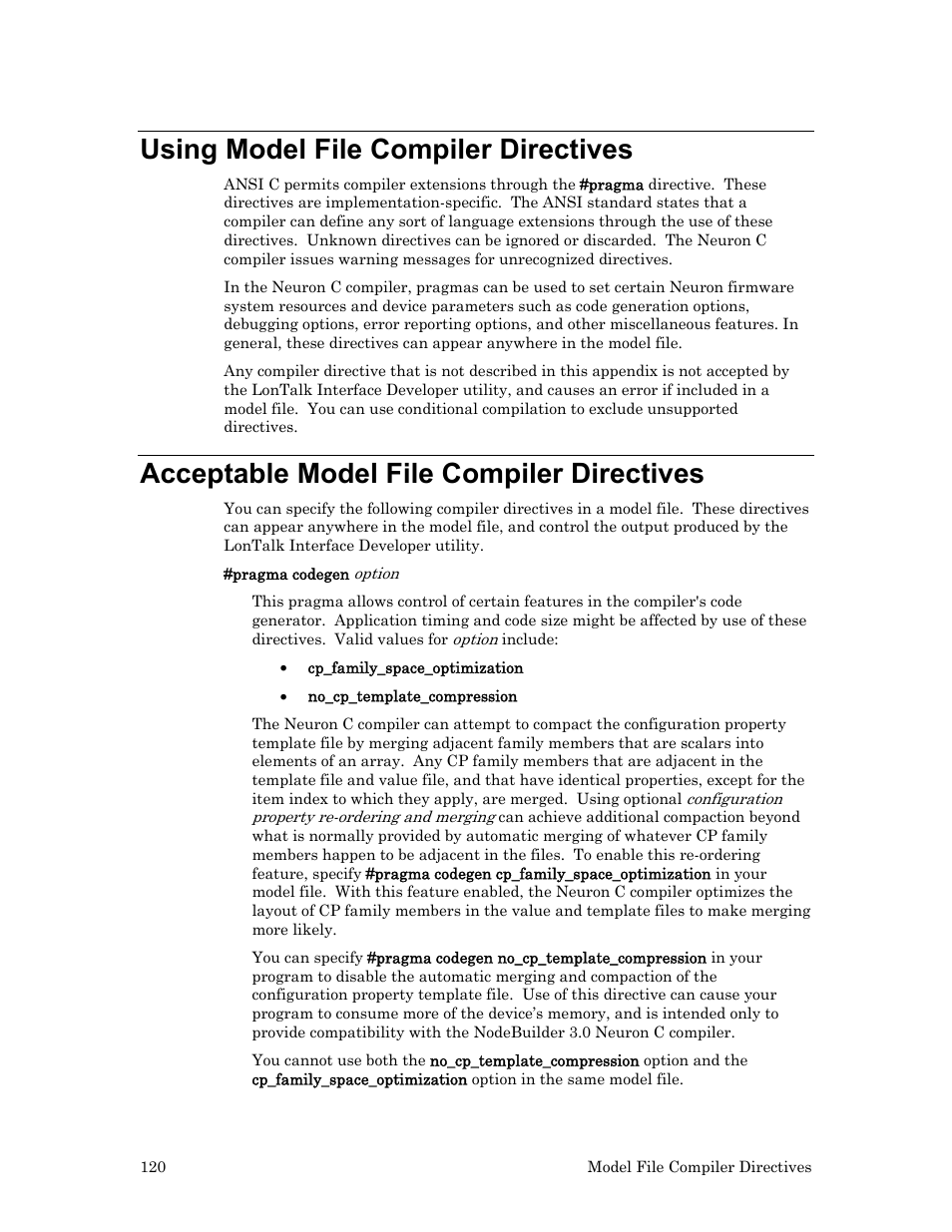 Using model file compiler directives, Acceptable model file compiler directives | Echelon FTXL User Manual | Page 132 / 261