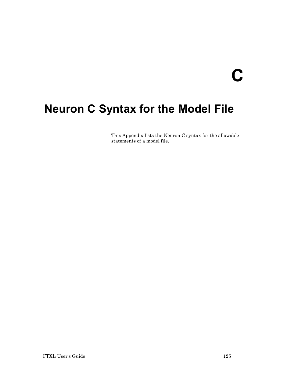 Neuron c syntax for the model file, Ix c, Neuron c syntax | For the model file, Ge 125, Neuron c syntax for the model, File | Echelon FTXL User Manual | Page 137 / 261