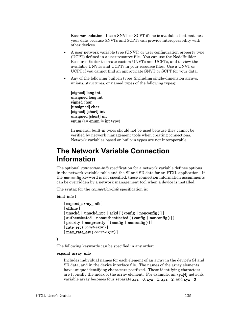 The network variable connection information | Echelon FTXL User Manual | Page 147 / 261