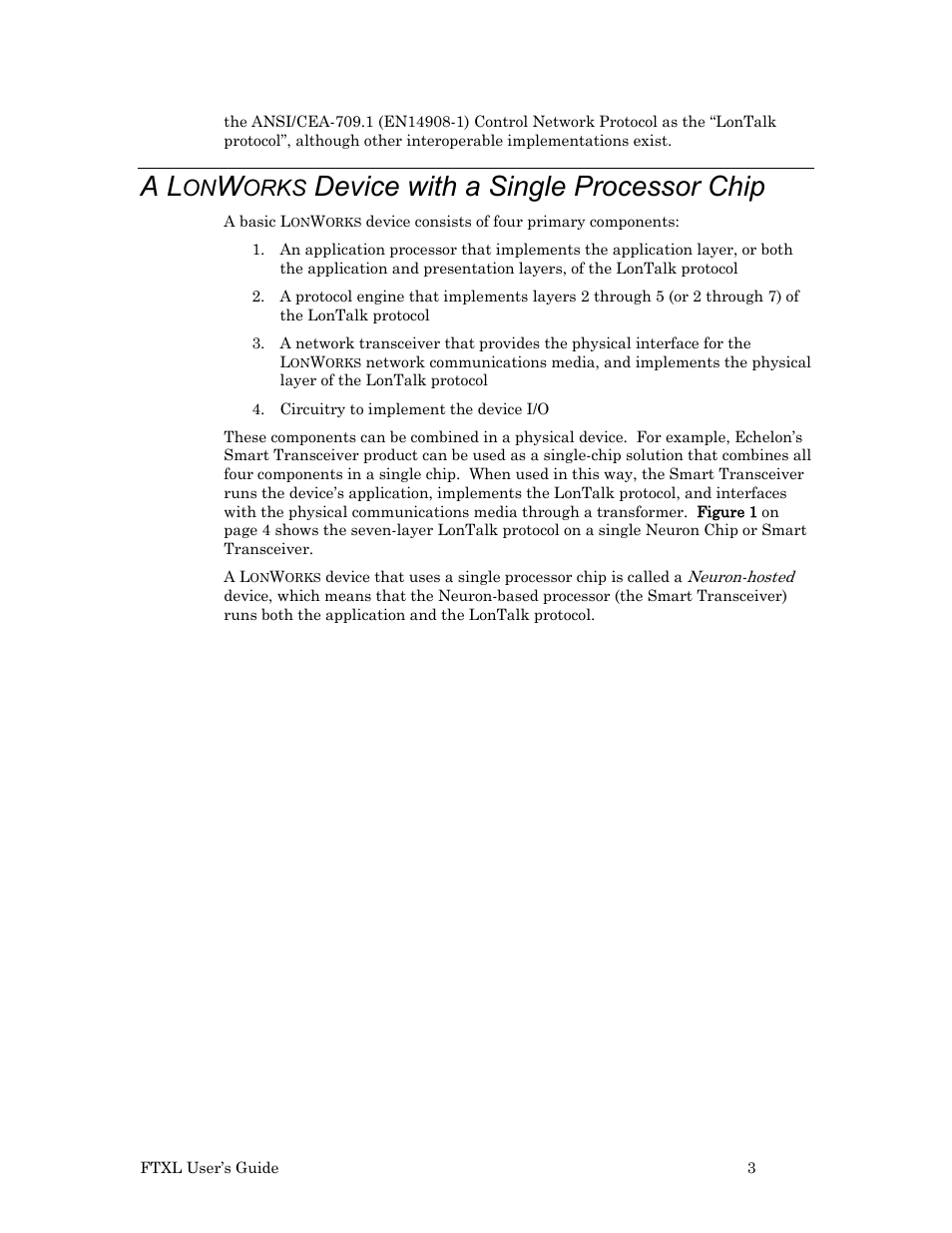 A lonworks device with a single processor chip, Orks, Device with a single processor chip | Echelon FTXL User Manual | Page 15 / 261