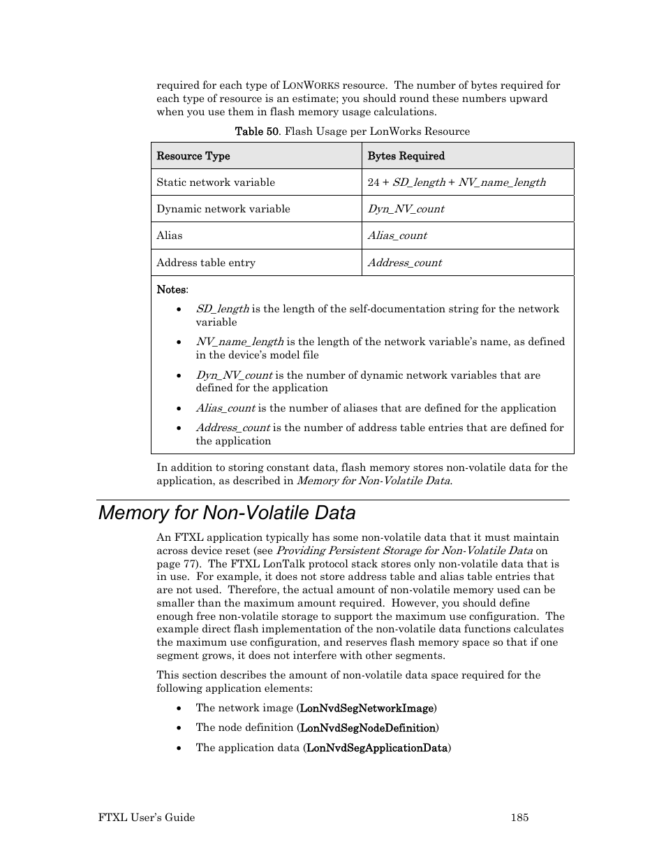 Memory for non-volatile data | Echelon FTXL User Manual | Page 197 / 261