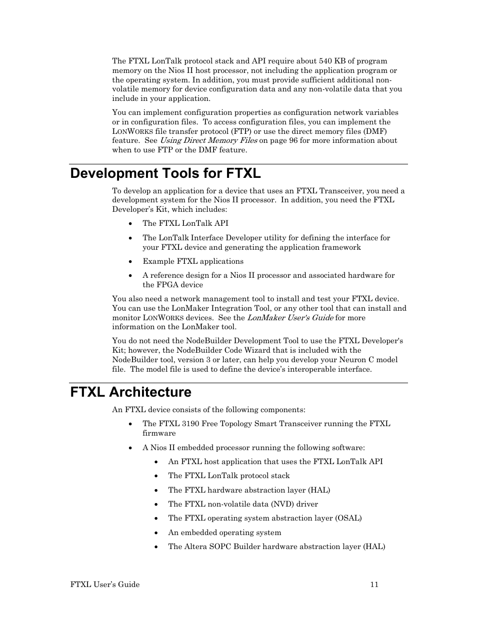 Development tools for ftxl, Ftxl architecture | Echelon FTXL User Manual | Page 23 / 261