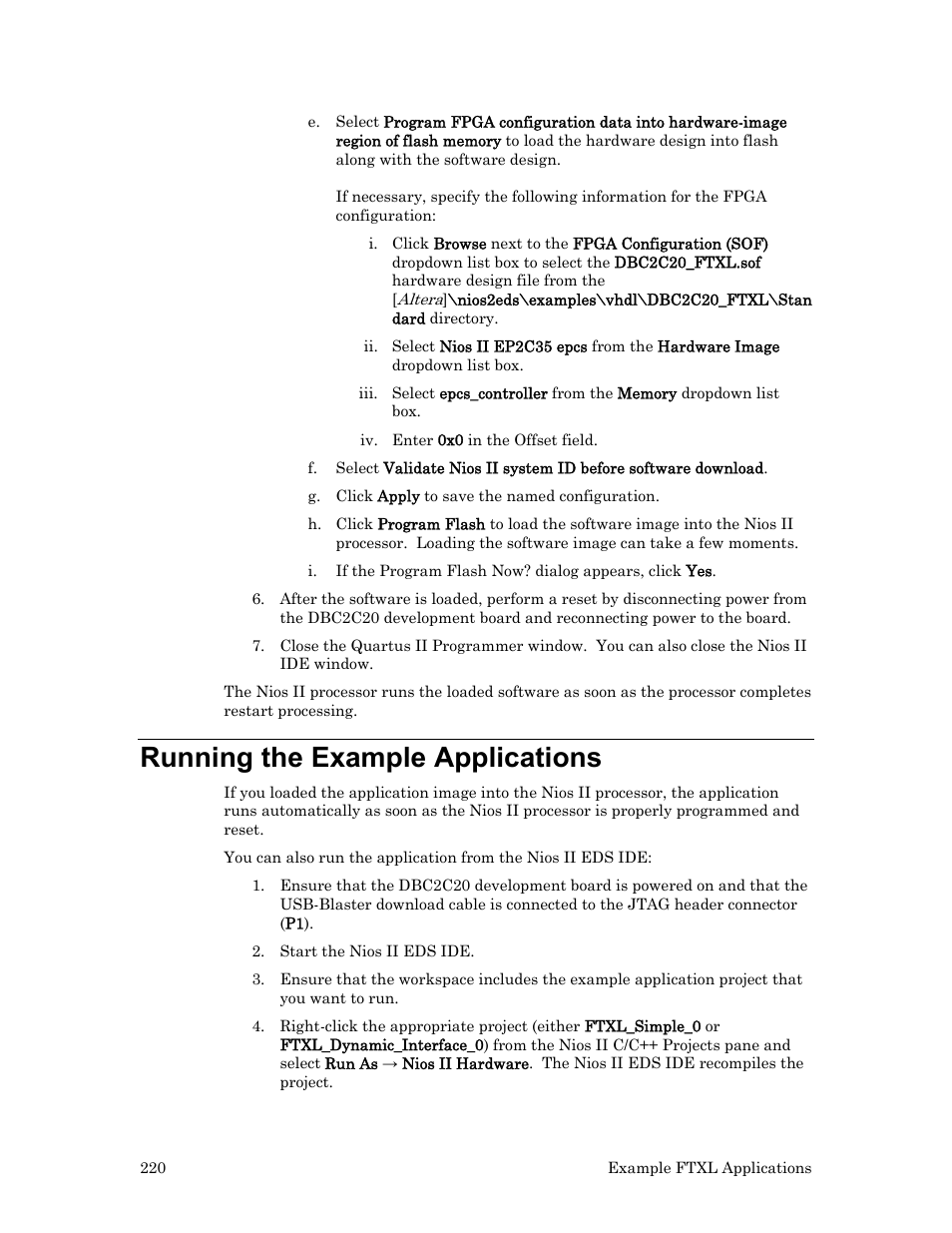 Running the example applications, Running the example, Application | 220, or you can | Echelon FTXL User Manual | Page 232 / 261