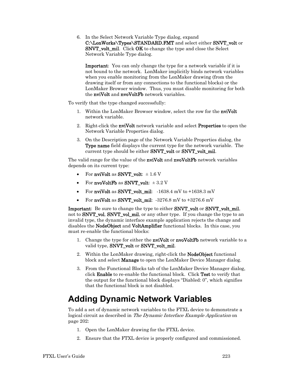 Adding dynamic network variables | Echelon FTXL User Manual | Page 235 / 261