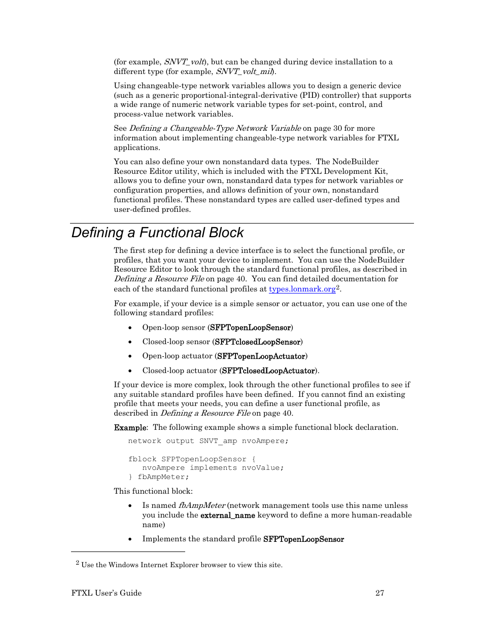 Defining a functional block | Echelon FTXL User Manual | Page 39 / 261