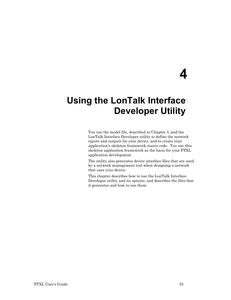 Using the lontalk interface developer utility, Using, The lontalk | Interface, Developer utility, Ge 55 | Echelon FTXL User Manual | Page 67 / 261